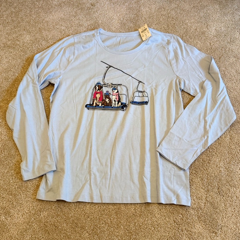 J. Crew brand women’s size Large Light Blue Long Sleeve Tee